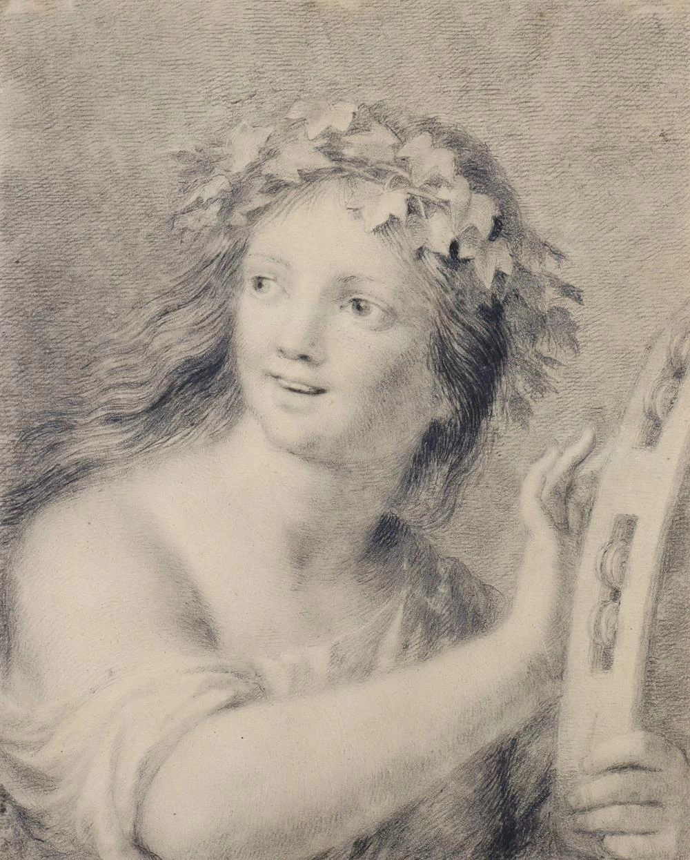 Giovane donna con tamburello
